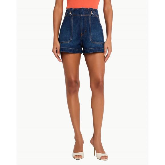 NEW VERONICA BEARD graham denim workwear short in bright...